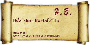 Héder Borbála névjegykártya